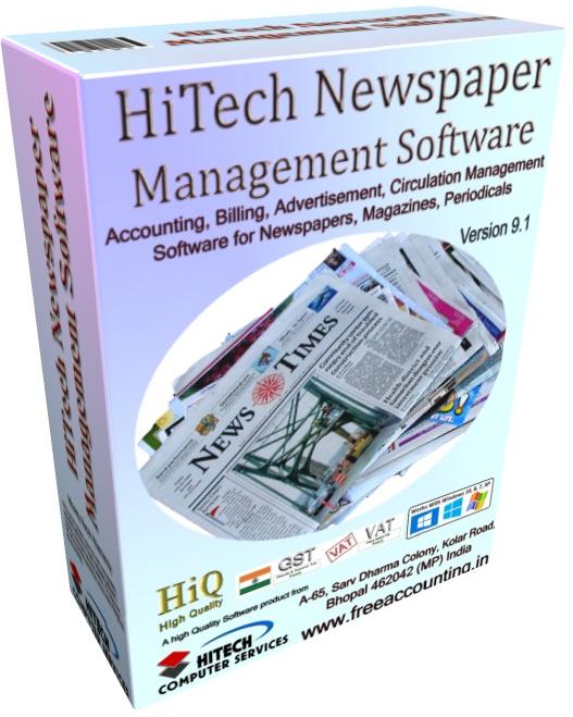 Newspaper accounting software , newspaper circulation management software, newspaper editing, software for newspaper publishers, Free Accounting Software for Accounts Receivables and Payables with Customer & Suppliers Database, Newspaper Software, Best Online Accounting Software package for small business across the world. Includes easy tools for Invoicing, Expense Tracking, Inventory Management for hotels, hospitals and petrol pumps, medical stores, newspapers